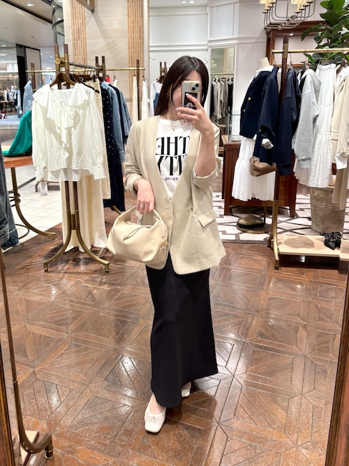 麻調合繊ノーカラージャケット