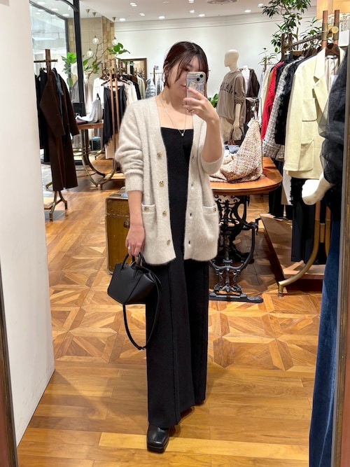 ラウンジドレス　FURカシミヤニットカーデ　アイボリー　今期 FURカシミヤニットカーデ | LOUNGEDRESS(ラウンジドレス)レディース