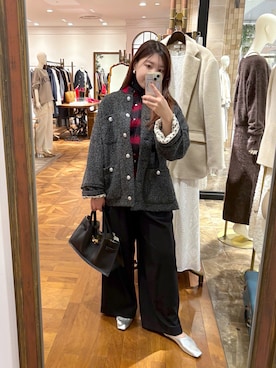 「アイテム（ノーカラージャケット）」を使った、ひごさんさん（レディース・158cm・30代）の冬コーディネート