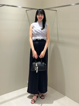 「NATURAL BEAUTY BASIC（ナチュラルビューティーベーシック）のフリルチュールデザインニット（ニット/セーター、グレー系）」を使った、aiknbb62さん（レディース・166cm）の夏コーディネート