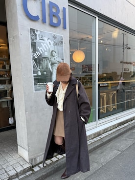 「SNIDEL（スナイデル）のアイテム（帽子）」を使った、ホノカさん（レディース・156cm）の冬コーディネート