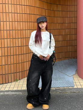 「lilful（リルフル）のアイテム（Tシャツ/カットソー）」を使った、pomurrrさん（レディース・155cm）の夏コーディネート
