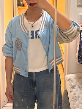 「アイテム（スタジャン）」を使った、lbasaraさん（レディース・155cm）の春コーディネート