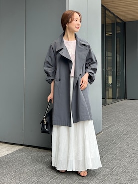「SLOBE IENA（スローブイエナ）の《追加》コットンニュアンストレンチコート（トレンチコート、グレー系）」を使った、nabeさん（レディース・150cm）の夏コーディネート
