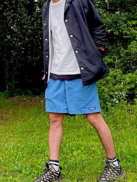 「CHUMS（チャムス）のアイテム（Tシャツ/カットソー）」を使った、you'reさん（メンズ・165cm）の夏コーディネート