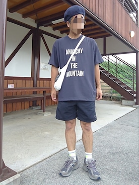 「アイテム（ハンチング/ベレー帽）」を使った、ハシタケさん（メンズ・171cm・40代）の夏コーディネート