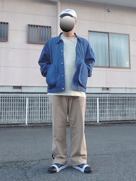 「VANS（バンズ）のアイテム（スニーカー、ブルー系）」を使った、ハシタケさん（メンズ・171cm）の春コーディネート