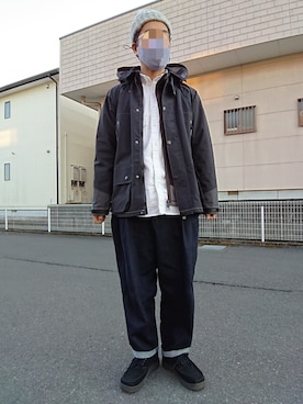 「and wander（アンドワンダー）のアイテム（トップス）」を使った、ハシタケさん（メンズ・171cm）の冬コーディネート
