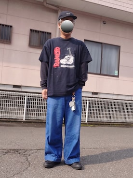 「CONVERSE（コンバース）のアイテム（スニーカー、ブラック系）」を使った、ハシタケさん（メンズ・171cm）の夏コーディネート