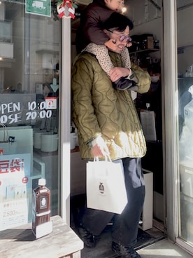 「古着コーデ」｜「アイテム（ミリタリージャケット）」を使った、gotanさん（メンズ・170cm）の冬コーディネート