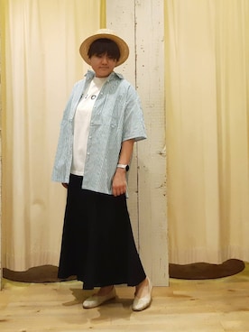 「リラックスパンツ」｜「アイテム（帽子）」を使った、やまさん（レディース・167cm）の春コーディネート