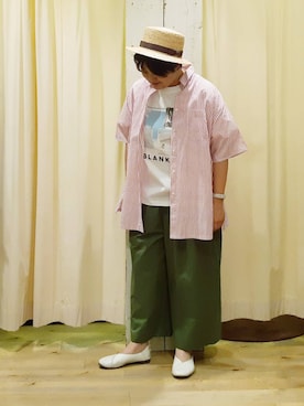「ビッグシャツ」｜「アイテム（帽子）」を使った、やまさん（レディース・167cm）の春コーディネート