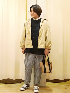 「サマンサ モスモス(Samansa Mos2)」｜「アイテム（マウンテンパーカー）」を使った、やまさん（レディース・167cm）の春コーディネート