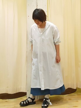 「サマンサ モスモス(Samansa Mos2)」｜「アイテム（シャツワンピース）」を使った、やまさん（レディース・167cm）の春コーディネート