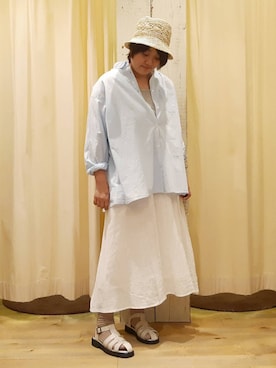 「ビッグシャツ」｜「アイテム（帽子）」を使った、やまさん（レディース・167cm）の春コーディネート