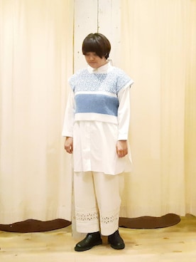 「ジャガードベスト」｜やまさん（レディース・167cm）の冬コーディネート