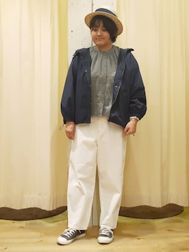 「サマンサ モスモス(Samansa Mos2)」｜「アイテム（マウンテンパーカー）」を使った、やまさん（レディース・167cm）の春コーディネート