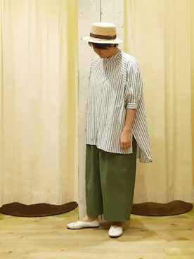 「ビッグシャツ」｜「アイテム（帽子）」を使った、やまさん（レディース・167cm）の春コーディネート