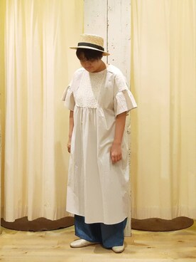 「Samansa Mos2（サマンサ モスモス）のモチーフレースワンピース（ワンピース）」を使った、やまさん（レディース・167cm）の春コーディネート