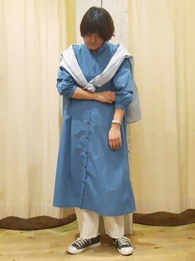 「サマンサ モスモス(Samansa Mos2)」｜「アイテム（シャツワンピース）」を使った、やまさん（レディース・167cm）の春コーディネート