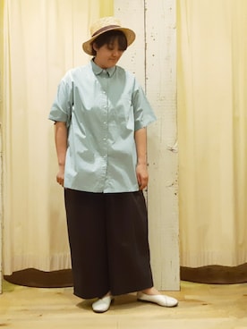 「チャコール」｜「アイテム（ハット）」を使った、やまさん（レディース・167cm）の春コーディネート