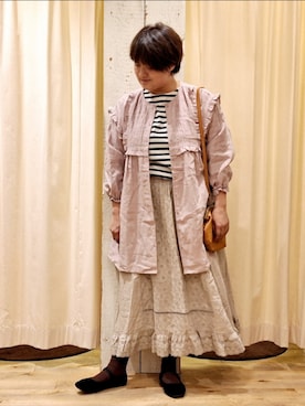 「kazumiコラボ」｜「アイテム（チュニック）」を使った、やまさん（レディース・167cm）の秋コーディネート