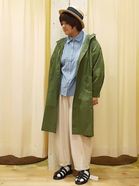 「フードコート」｜「アイテム（帽子）」を使った、やまさん（レディース・167cm）の春コーディネート
