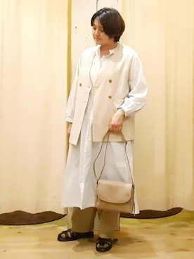 「サマンサ モスモス(Samansa Mos2)」｜「アイテム（シャツワンピース）」を使った、やまさん（レディース・167cm）の春コーディネート