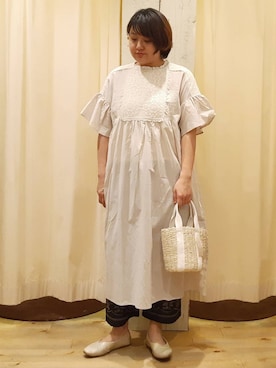 「Samansa Mos2（サマンサ モスモス）のモチーフレースワンピース（ワンピース）」を使った、やまさん（レディース・167cm）の春コーディネート