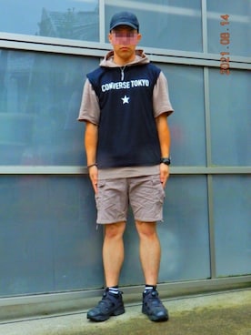 「CONVERSE TOKYO（コンバーストウキョウ）のアイテム（キャップ）」を使った、threestarさん（メンズ・175cm）の夏コーディネート