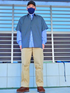 「markaware（マーカウェア）のアイテム（帽子）」を使った、threestarさん（メンズ・175cm）の春コーディネート