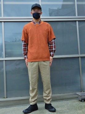 「CONVERSE TOKYO（コンバーストウキョウ）のアイテム（帽子）」を使った、threestarさん（メンズ・175cm）の秋コーディネート