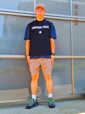 「CONVERSE TOKYO（コンバーストウキョウ）のアイテム（キャップ）」を使った、threestarさん（メンズ・175cm）の夏コーディネート