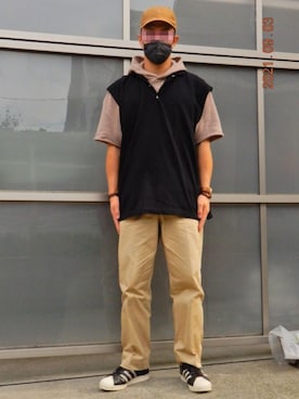 「CONVERSE TOKYO（コンバーストウキョウ）のアイテム（キャップ）」を使った、threestarさん（メンズ・175cm）の秋コーディネート