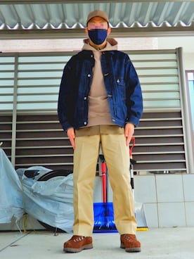 「marka（マーカ）のアイテム（デニムジャケット）」を使った、threestarさん（メンズ・175cm）の春コーディネート