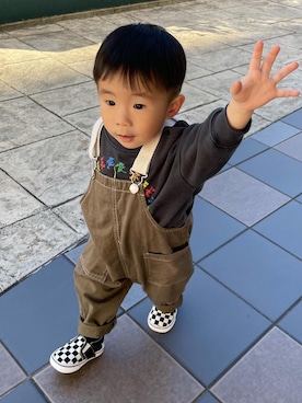 「むすこーで」｜「アイテム（スリッポン）」を使った、KAI☺︎KAIさん（キッズ・80cm）の冬コーディネート