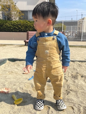 「アイテム（サロペット/オーバーオール、イエロー系）」を使った、KAI☺︎KAIさん（キッズ・80cm）の春コーディネート