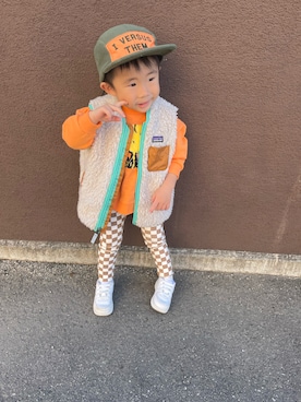 「patagonia」｜「アイテム（スウェット）」を使った、KAI☺︎KAIさん（キッズ・90cm）の冬コーディネート