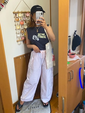 「Ungrid（アングリッド）のアイテム（トートバッグ）」を使った、pu♡さん（レディース・164cm）の夏コーディネート