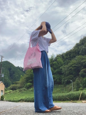 「Ungrid（アングリッド）のアイテム（トートバッグ）」を使った、pu♡さん（レディース・164cm）の夏コーディネート