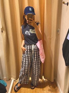 「Ungrid（アングリッド）のアイテム（トートバッグ）」を使った、pu♡さん（レディース・164cm）の夏コーディネート