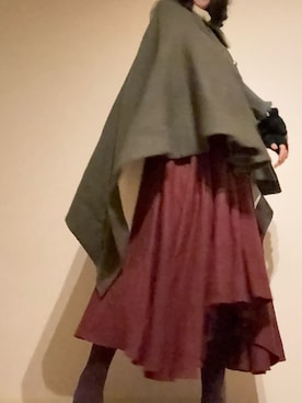 「アイテム（ポンチョ）」を使った、imazさん（レディース・157cm）の秋コーディネート