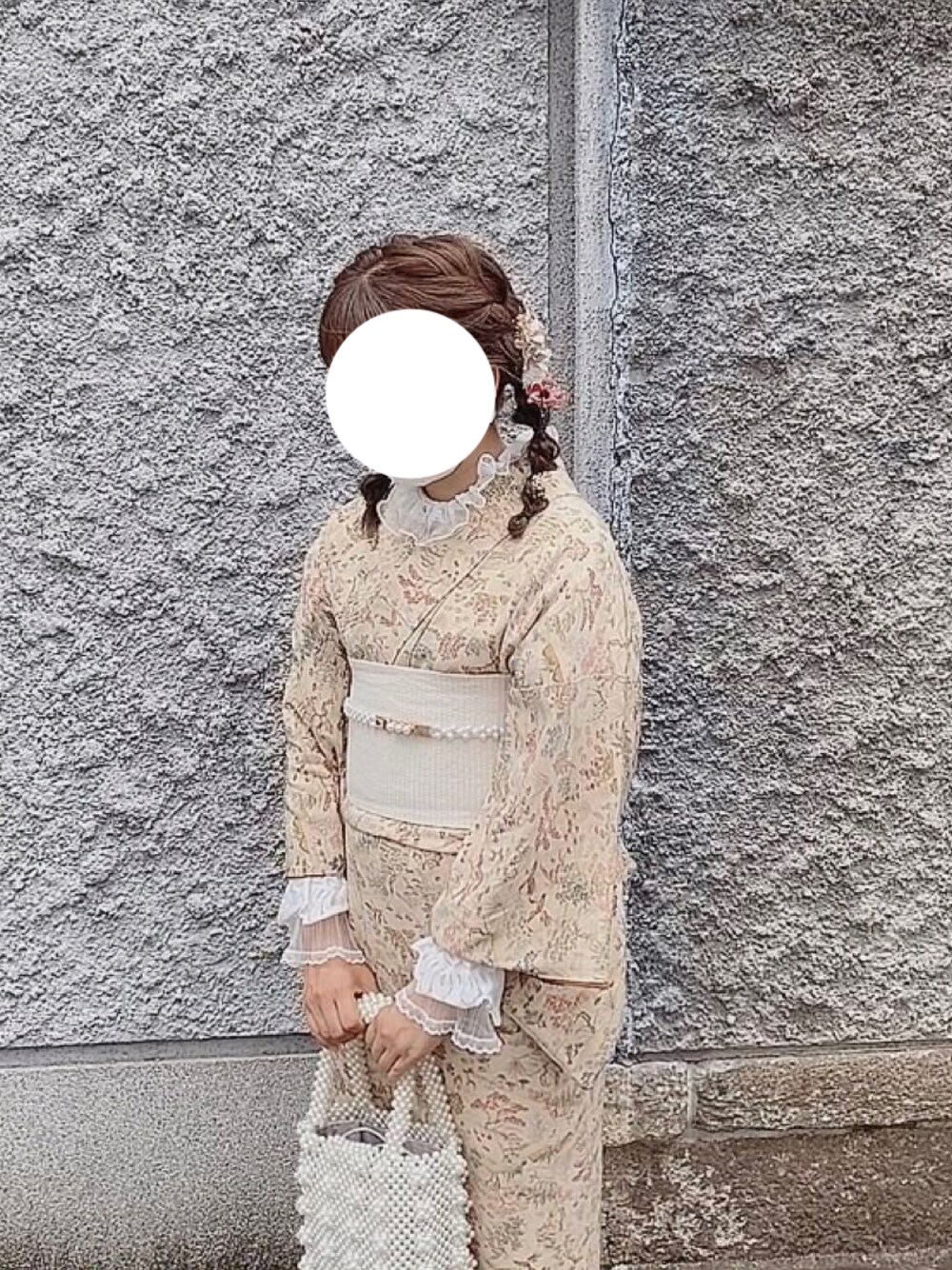 「休日コーデ、着物、ootd、お洒落さんとつながりたい、いいね、save、フォローお願いします🤑、いいね返し、フォローミー、フォロー返します、相互フォロー」｜「彩スターのアイテム（着物、ベージュ系）」を使った、のん。  【相互】◡̈さん（レディース・158cm）の冬コーディネートの1枚目の写真