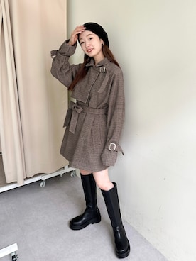 「韓国コーデ」｜「アイテム（その他アウター）」を使った、ひらさわいずみさん（レディース・158cm）の秋コーディネート