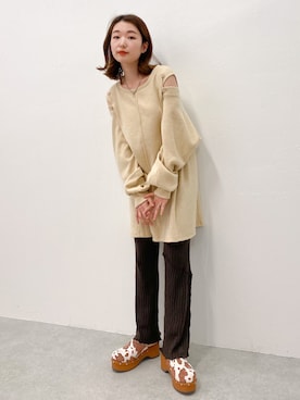 「Kastane」｜「アイテム（スリッポン）」を使った、ひらさわいずみさん（レディース・158cm）の冬コーディネート