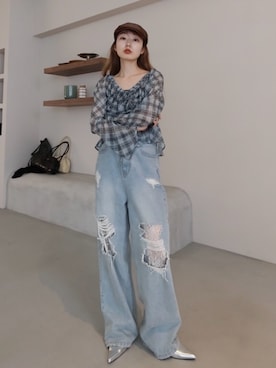 「ハンチング」｜ひらさわいずみさん（レディース・158cm）の夏コーディネート