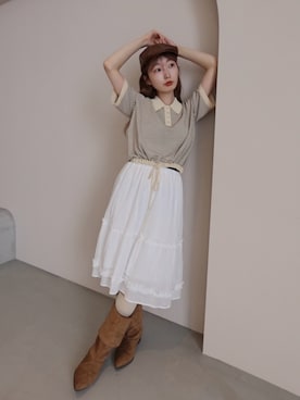 「アイテム（ポロシャツ）」を使った、ひらさわいずみさん（レディース・158cm）の夏コーディネート