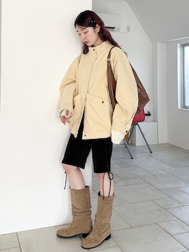 「アイテム（ヘアピン）」を使った、ひらさわいずみさん（レディース・158cm）の冬コーディネート