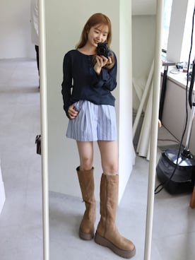 「ストライプパンツ」｜ひらさわいずみさん（レディース・158cm）の夏コーディネート