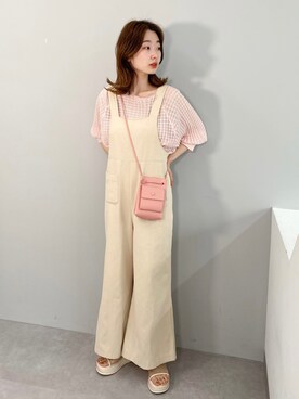 「アイテム（オールインワン・サロペット、ホワイト系）」を使った、ひらさわいずみさん（レディース・158cm）の春コーディネート